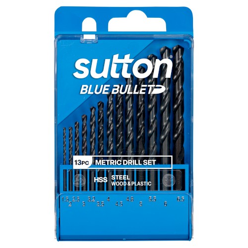 JOBBER DRILL BIT SET, 12 PCE, 1.0-6.5MM X 0.5 RISES, SM1 BLU