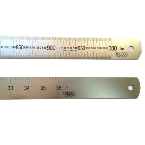 100005303_36229.JPG TOLEDO STAINLESS STEEL RULE DOUBLE SIDED METRIC AND IMPERIAL - 1000MM (36")
