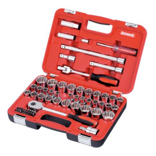 SOCKET SET, 1/2" DR, 61 PCE, METRIC/AF, SIDCHROME