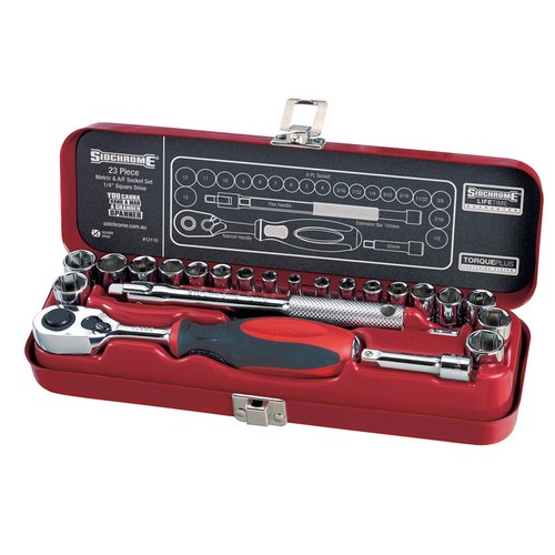 SOCKET SET, 1/4" DR, 23 PCE, METRIC/AF, SIDCHROME