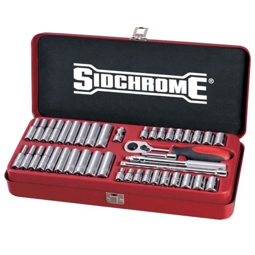 100005642_50065.JPG SOCKET SET, 1/4" DR, 43 PCE, METRIC/AF, SIDCHROME