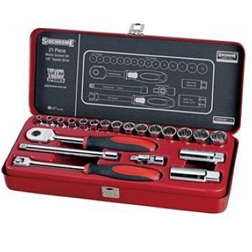 SOCKET SET, 3/8" DR, 21 PCE, METRIC, SIDCHROME