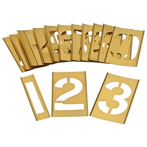 STENCIL SET, 0-9, 75MM, BRASS INTERLOCKING, 15PCS