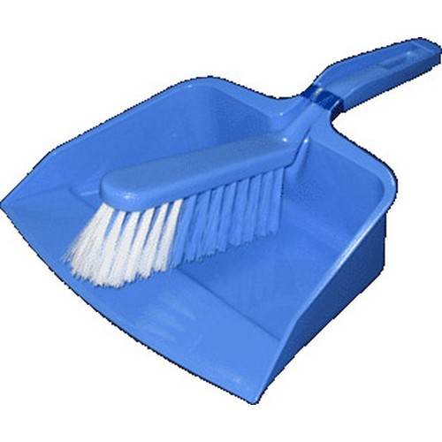 DUSTPAN SET, PLASTIC, BLUE