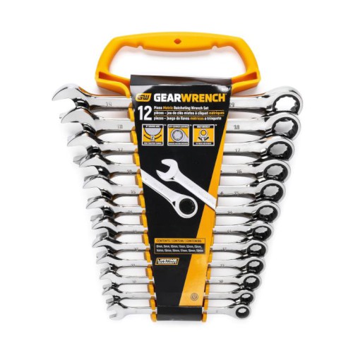 12 PCE 72-TOOTH 12 POINT RATCHETING COMBINATION METRIC WRENCH SET