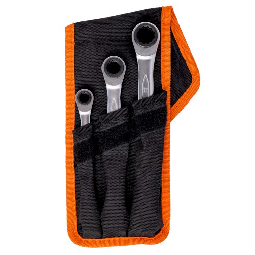 100010906_85230.JPG SPANNER SET, QUAD RATCHET 8-19MM 3 PCE, BAHCO