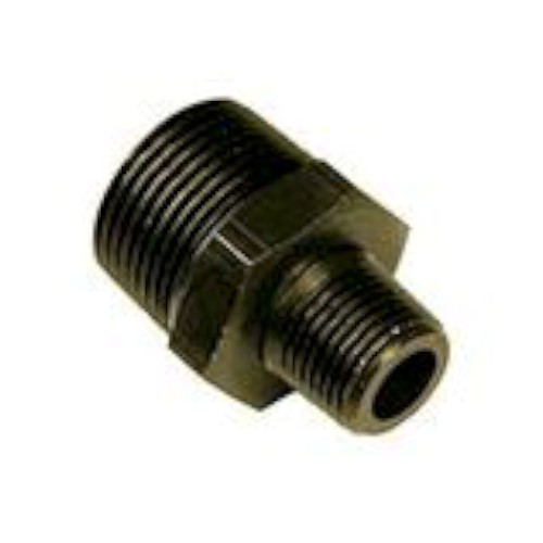 NIPPLE, HEX, BLACK STEEL, REDUCING, 15MM-10MM, 1/2"-3/8" BSP