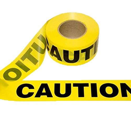 CAUTION TAPE, 75MM X 100M, BLACK ON YELLOW