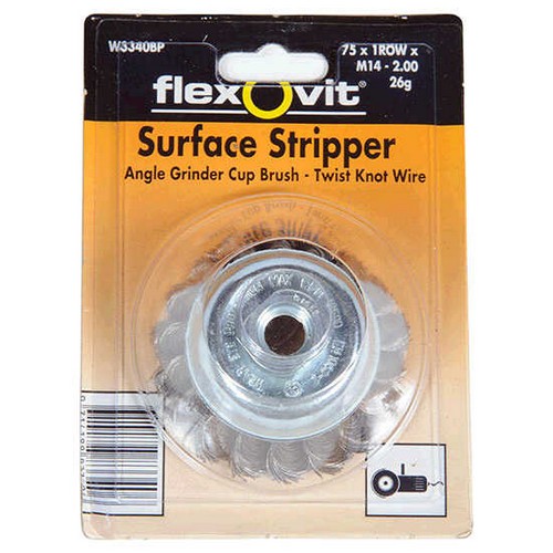 BRUSH, WIRE, CUP, TWIST KNOT, 125X1R M14X2.0 26G