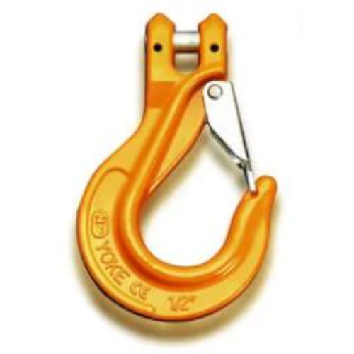 CLEVIS SLING HOOK, WITH LATCH, 8MM, GR8 YELLOW