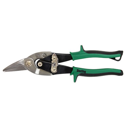TIN SNIPS, AVIATION, RIGHT CUT, GREEN HANDLE, HEAVY DUTY