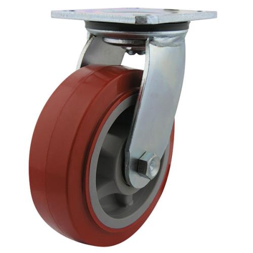 100052900_25260.JPG 150MM POLY TYRED NYLON CENTRED WHEEL 400KG CAP SWIVEL CASTOR (S6644)