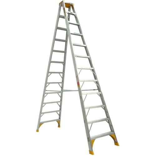 100055184_69338.JPG LADDER, 3.6M (12') DOUBLE SIDED, ALUMINIUM, 180KG