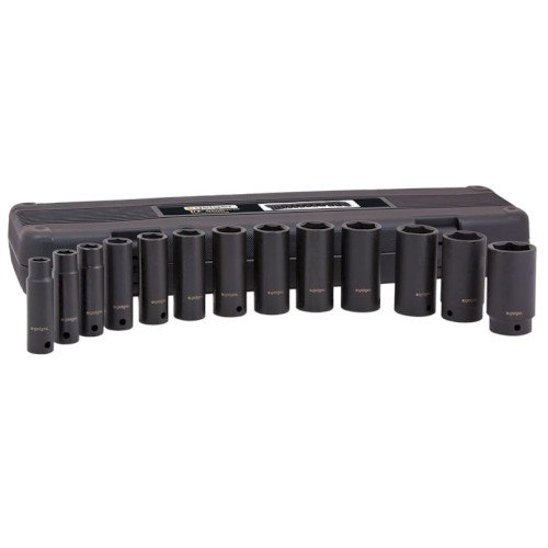 IMPACT SOCKET SET 1/2" DR 13 PCE METRIC DEEP