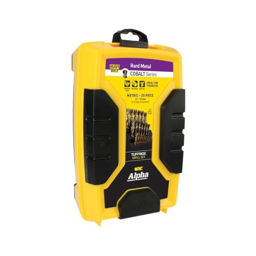 JOBBER TUFFBOX DRILL BIT SET, 25 PCE, COBALT, 1.0-13MM, ALPHA