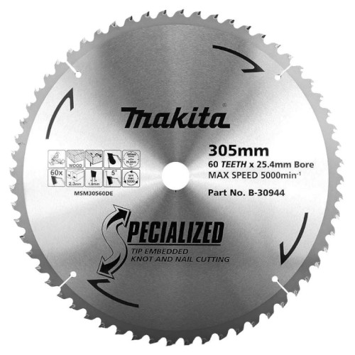 100078456_39580.PNG BLADE, MITRE SAW, TCT, 305 X 25.4 X 60T, WOOD, MAKITA