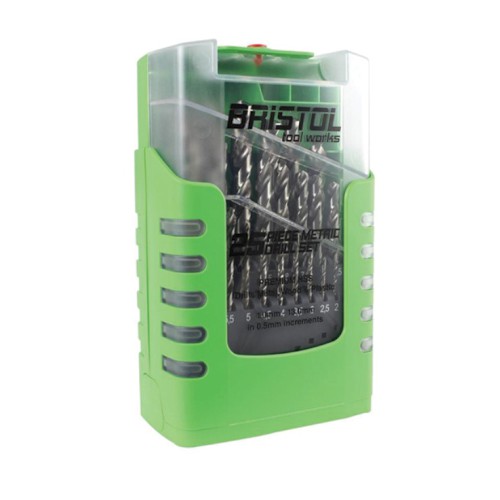 DRILL BIT SET, 25 PCE, METRIC, 1-13MM, BRISTOL TOOL WORKS