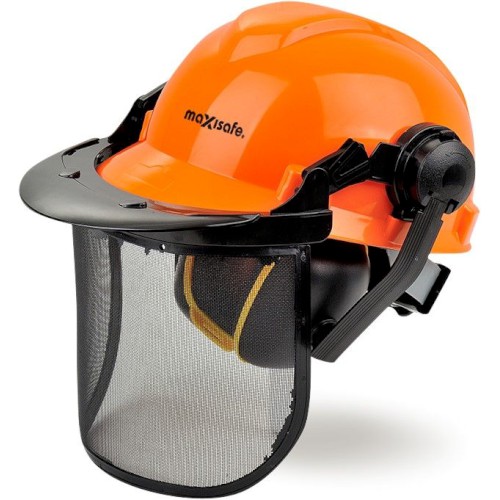 FORESTRY KIT WITH ORANGE HARD HAT, MESH VISOR AND EARMUFFS MAXISAFE