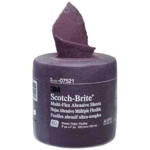SHEETS 60, SCOTCHBRITE, 203MM X 102MM X 6MM, 7521 M/F VF MAROON