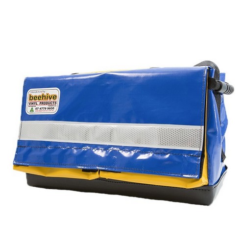 TOOL BAG, DOUBLE BASE WITH HARD BASE, RUBBER HANDLES, BEEHIVE