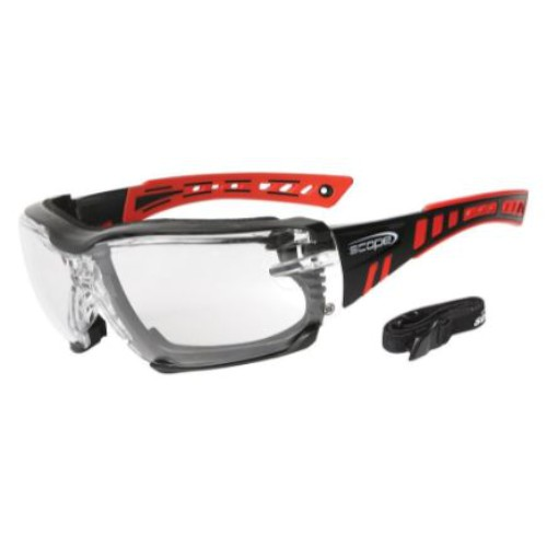 100094465_37213.PNG SAFETY SPECS, SPEED PRO RED, CLEAR, WITH FOAM SEAL, SCOPE
