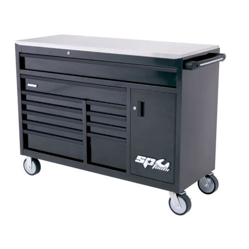 SUMO SERIES ROLLER CABINET + POWER TOOL CUPBOARD BUILT-IN POWER BOARD - 12 DRAWER - BLACK/CROME