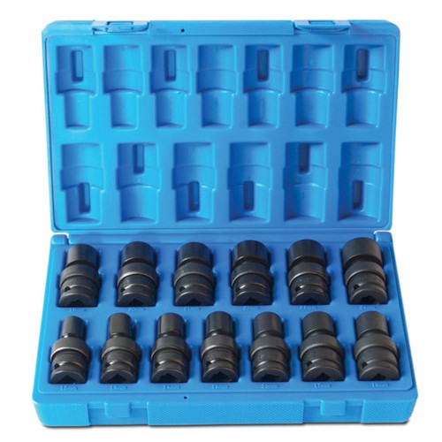 13 PIECE 1/2" DR UNIVERSAL 6-POINT METRIC STANDARD IMPACT SOCKET SET