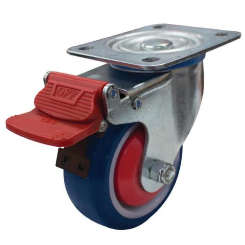 100MM REBOUND RUBBER WHEEL 150KG CAP SWIVEL BRAKE CASTOR (S4604B)