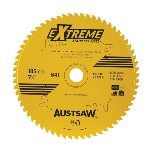 100116153_81318.JPG BLADE, 185MM, STAINLESS STEEL, 20MM BORE 64TPI, EXTREME