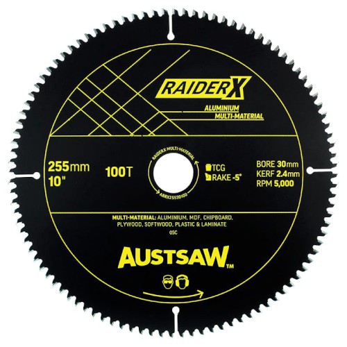 100116163_24329.JPG BLADE, 255MM, ALUMINIUM, MULTI-MAT, 30MM BORE 100T, RAIDERX