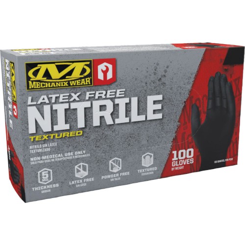 GLOVES, DISPOSABLE, NITRILE, BLACK, MEDIUM, 100 PAIRS