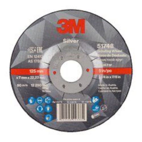 DISC, GRINDING, METAL, DEPRESSED CENTRE, 125X7X22MM, 3M