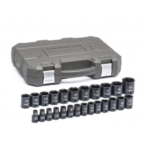 25 PCE 1/2” DR 6 POINT STANDARD IMPACT METRIC SOCKET SET