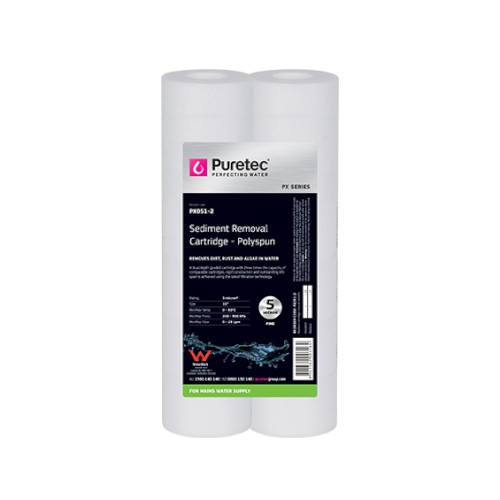 WATER FILTER, 10" X 2-1/2" 5 MICRON, POLYSPUN, PURETEC PC (PACK OF 2)