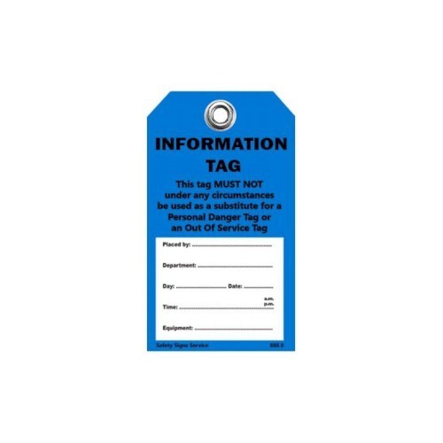 INFORMATION TAG, TEARPROOF, 75 X 125MM, BLUE/WHITE