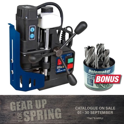 HOLEMAKER PRO35 MAGNETIC BASE DRILL INCLUDES BONUS CUTTER SET, 35MM CAP