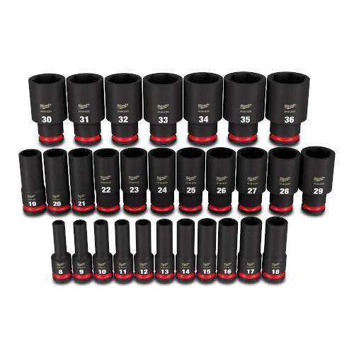 101116335_82544.JPG SHOCKWAVE™ 1/2" DR 29PCE METRIC DEEP 6 POINT IMPACT SOCKET SET, 8 TO 36MM