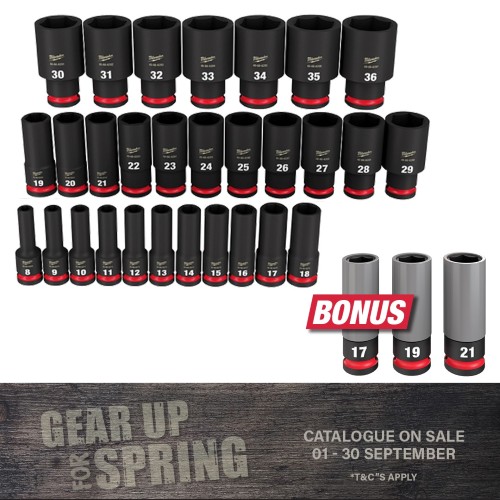 SHOCKWAVE™ 1/2" DR 29PCE METRIC DEEP 6 POINT IMPACT SOCKET SET, 8 TO 36MM